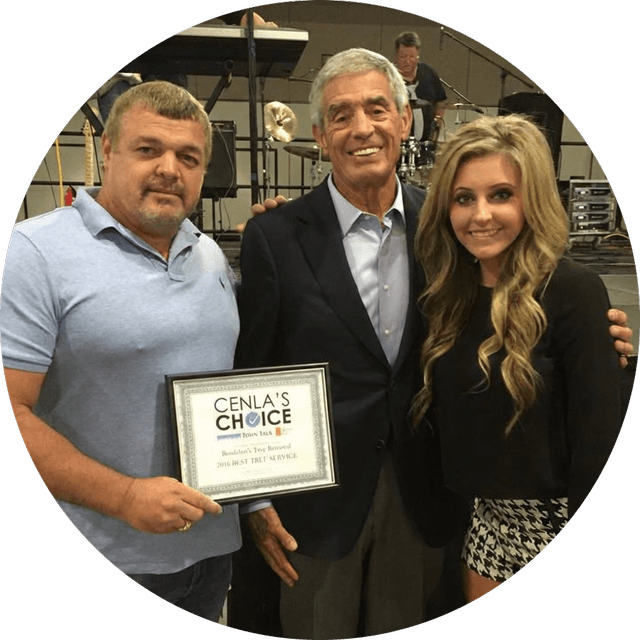 Bordelon's team receiving Cenla's Choice recognition at an awards event